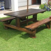 Stained Pine Table-Bench Set.JPG